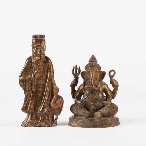 20TH C BRONZE GANESHA WITH SOAPSTONE 38057e