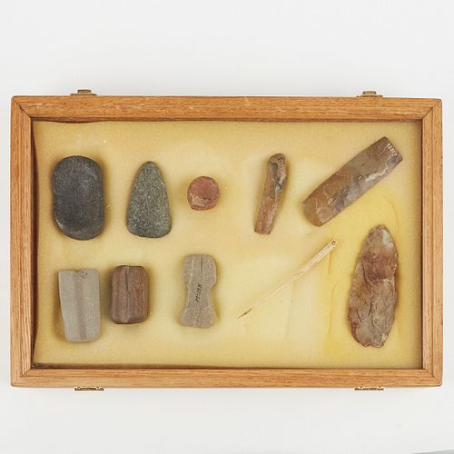 GRP: 10 STONE TOOLS - POINTS - SHAFT