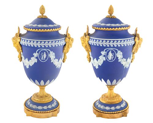 A PAIR OF ORMOLU-MOUNTED ENGLISH