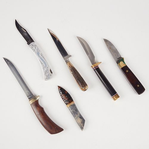 GRP: 6 HUNTING KNIVES - MARBLES - ITHACA