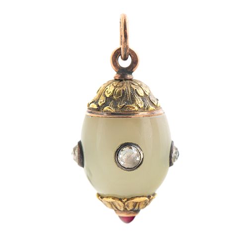 A FABERGE GOLD-MOUNTED BOWENITE