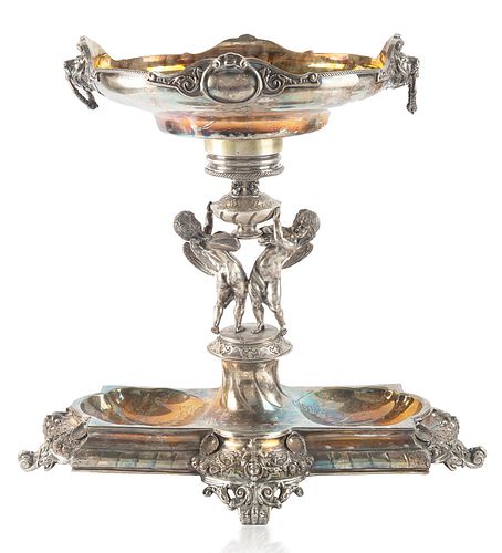 A GERMAN SILVER SERVING TRAY, LATE