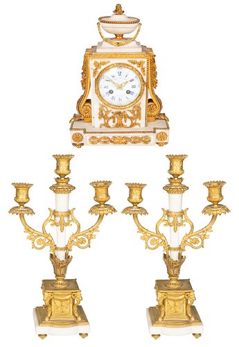 A THREE PIECE FRENCH ORMOLU MOUNTED 3806ec