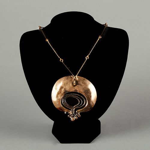 SCANDINAVIAN BRUTALIST BRONZE PENDANT 38076a