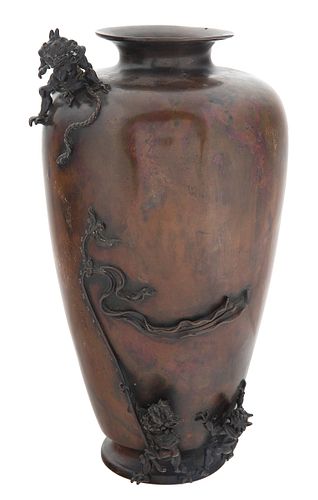 A JAPANESE BRONZE VASE, MEIJI PERIOD