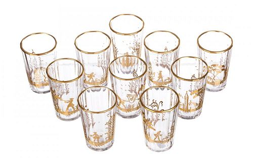 A SET OF TEN CORDIAL GLASSES, AFTER