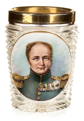 AN IMPERIAL CRYSTAL BEAKER WITH A PORTRAIT