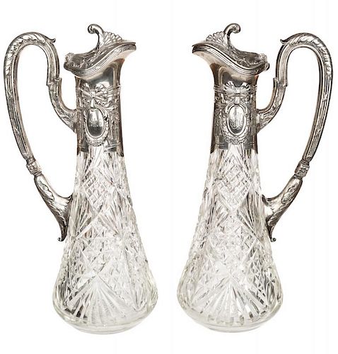 A PAIR OF SILVER MOUNTED CUT GLASS 38089f