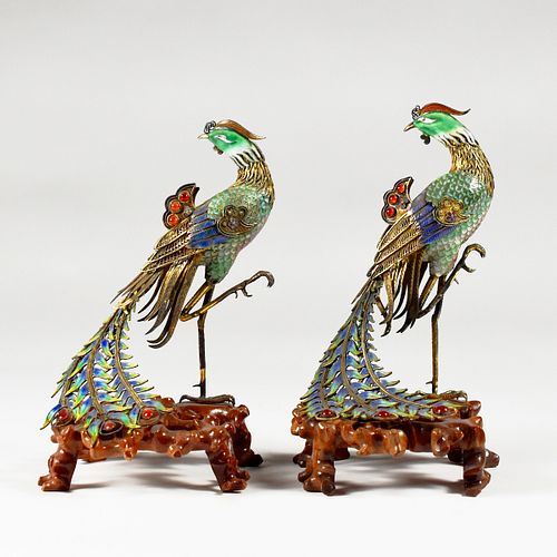 PAIR OF CHINESE ENAMELED SILVER