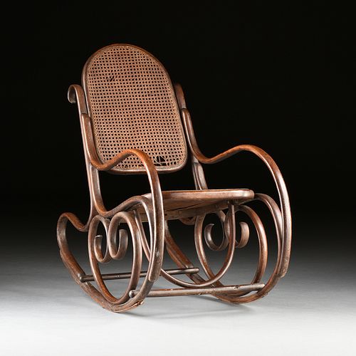 A THONET STYLE CANED AND BENTWOOD