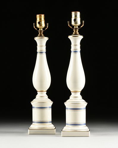 A PAIR OF FEDERAL STYLE WHITE CERAMIC