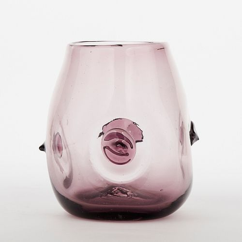 BLENKO HAND MADE AMETHYST GLASS VASE