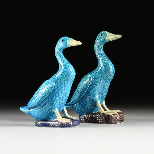 A PAIR OF CHINESE TURQUOISE, YELLOW,