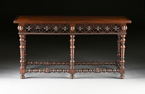 A JACOBEAN STYLE CARVED WALNUT