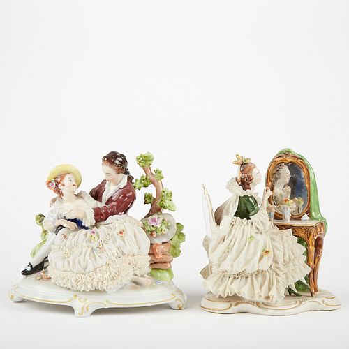 GROUP OF TWO DRESDEN PORCELAIN