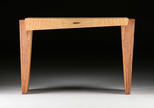 A CONTEMPORARY MIXED WOOD CONSOLE 380af0