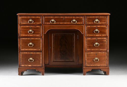 A GEORGE III MAHOGANY KNEEHOLE 380b1e