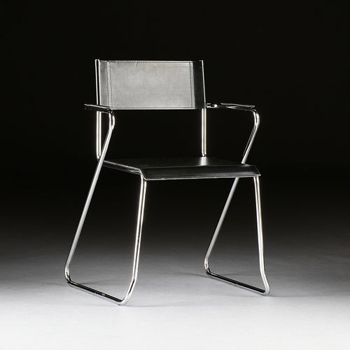 A MARCEL BREUER STYLE BLACK LEATHER 380c6f