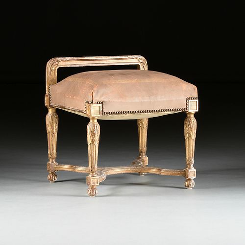 A LOUIS XVI REVIVAL GILT AND CARVED