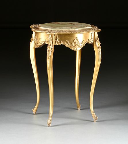 A LOUIS XV STYLE ONYX TOPPED GILTWOOD 380c96