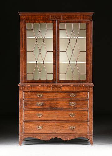 A FEDERAL INLAID MAHOGANY SECRETARY