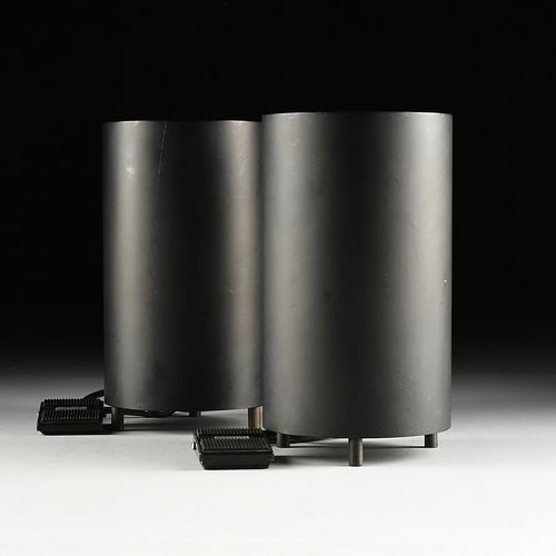 A PAIR OF MID CENTURY BLACK CANISTER 380d3c