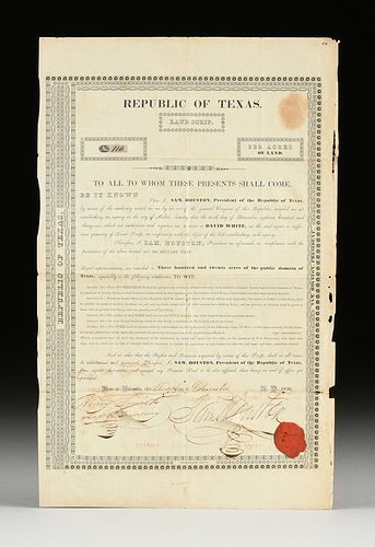 SAM HOUSTON, SIGNED, REPUBLIC OF