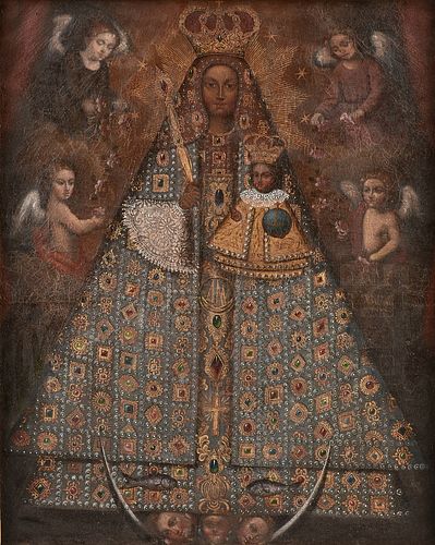 A SPANISH COLONIAL PAINTING VIRGEN 380d79