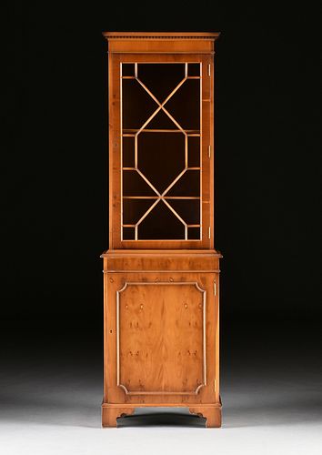 A GEORGE III STYLE YEW WOOD BOOKCASE