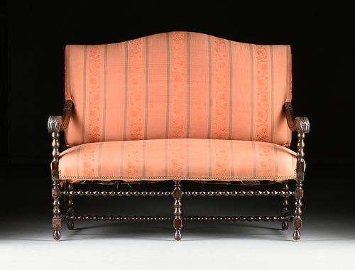 A WILLIAM AND MARY STYLE SILK UPHOLSTERED