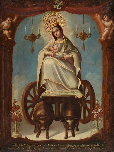 A SPANISH COLONIAL PAINTING VIRGEN 380f2d