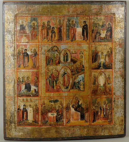 FINE LARGE RUSSIAN ICON OF RESURRECTIONFine