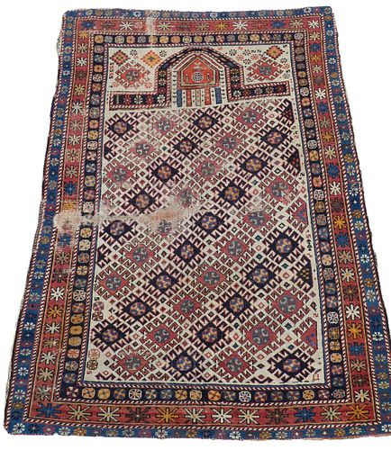 ANTIQUE DAGESTAN PRAYER RUGCirca 3836a3