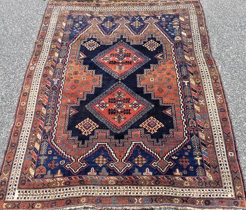 ANTIQUE SHIRAZ 5 X 6 FOOT RUGAntique 3836c3