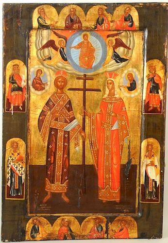 LARGE GREEK ICON OF SAINTS CONSTANTINE 3836d0