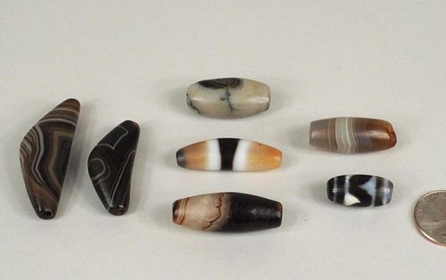 GROUP FIVE SULEMANI AGATE BEADS,