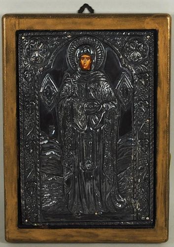 ICON OF ST PARASKEVC IN SILVER 3836e9