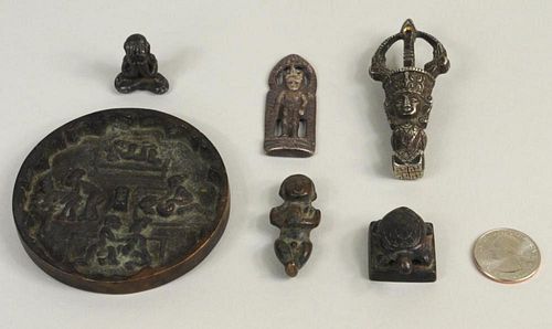 SIX CHINESE BRONZE METAL OBJECTSSix 38370a