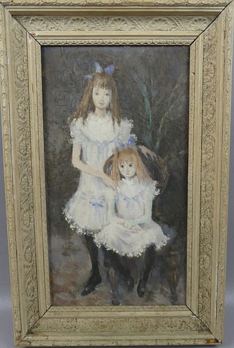 DOUBLE PORTRAIT PAINTING OF 2 GIRLS20th 38372c