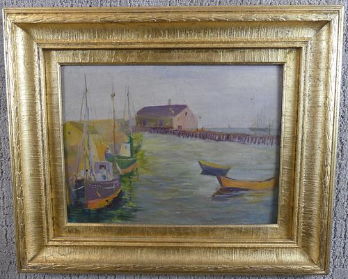 PAINTING OF NEW ENGLAND HARBOROld 383736