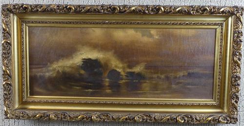 ANTIQUE SEASCAPE PAINTING WITH 383738