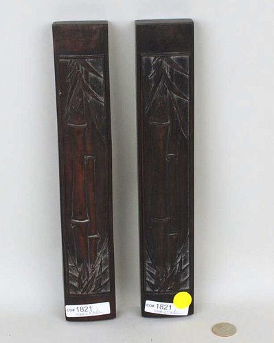 PAIR CHINESE CARVED ZITAN WOOD 38375f