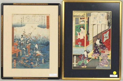 TWO FRAMED JAPANESE WOODBLOCK PRINTSTwo