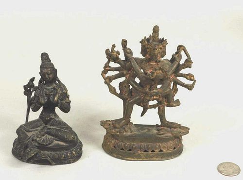 TWO NEPALESE METAL DEITIESTwo Nepalese