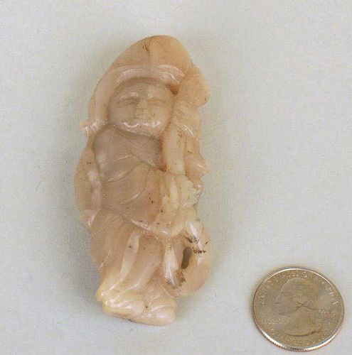 CHINESE JADE CARVING OF BOY WITH 3837cc