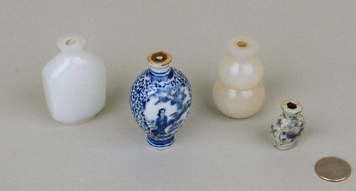 FOUR CHINESE GLASS & PORCELAIN