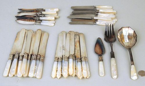 GROUP MOTHER OF PEARL HANDLED UTENSILSGroup