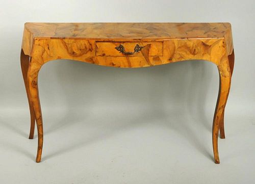 ITALIAN BURL WALNUT VENEER CONSOLE 3837f3