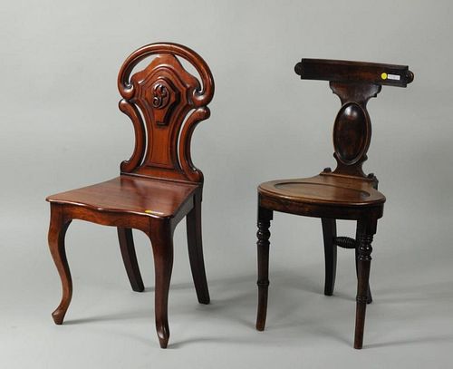 TWO 19TH CENTURY HALL CHAIRSTwo