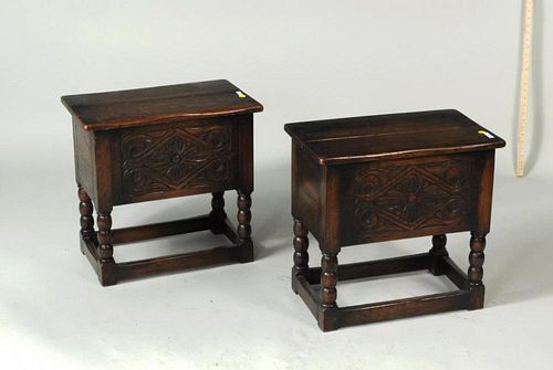 PAIR JACOBEAN STYLE CARVED OAK 383808